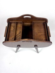 Beautiful Vintage Mid Century Modern Danish Tambour Roll Top Sewing Cabinet