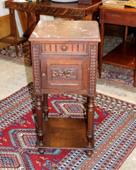 French Louis XVI Antique Oak Nightstand Small Bedside Cabinet w/ Drawer