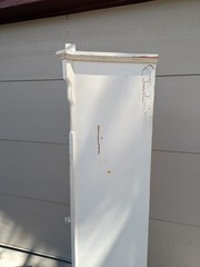Vintage Shabby Chic French Country Cottage White Curio Display Cabinet Iron Legs