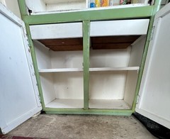 Baking Cabinet Roll Top Cylinder Metal Wood Farm Country Cottage Shabby Hoosier