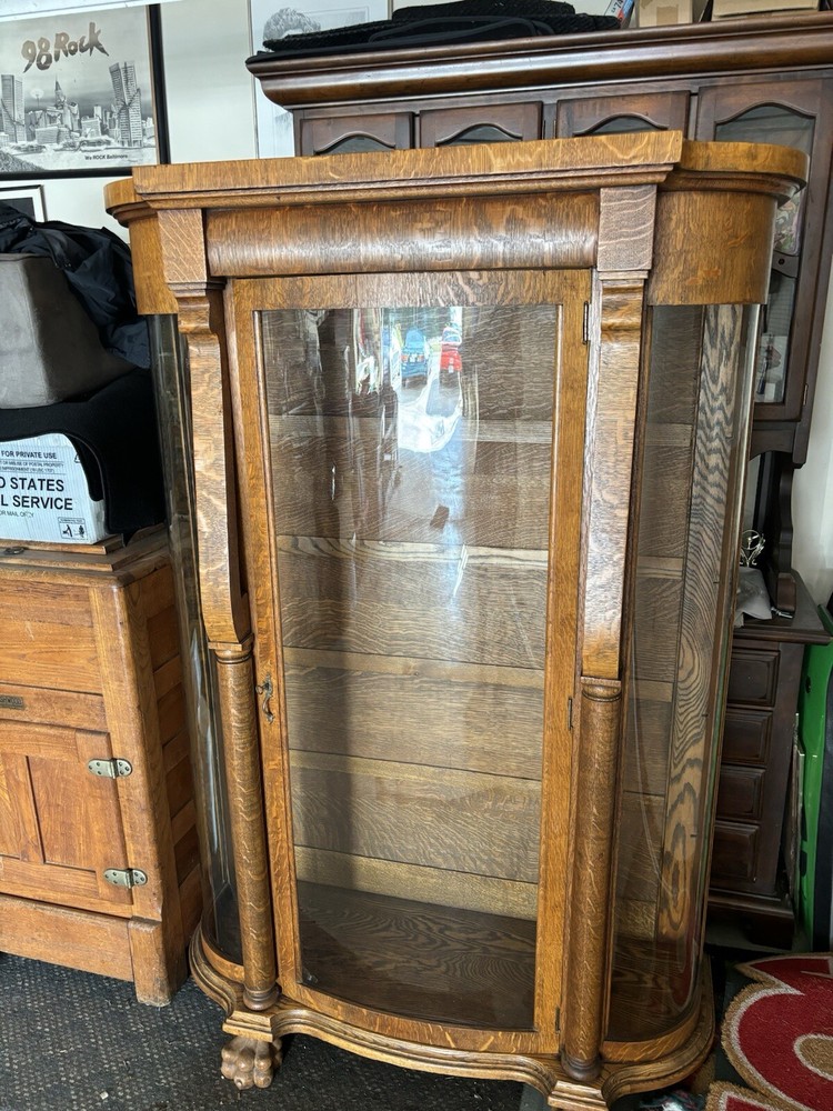 vintage antique curio cabinet With Mirror & Locking Door
