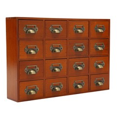 16 Drawers Tabletop Library Card Catalog Cabinet Vintage Apothecary Storage Box