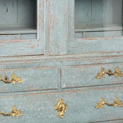 Early 19th Century Swedish Blue Painted Pine Display Cabinet