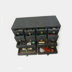 Antique Wood Black Apothecary Cabinet 12 Drawer Oddity Miniatures Lot RANDOM