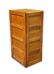 Antique Arts & Crafts Tiger Oak Four Drawer Office File Cabinet – Brass Hardware