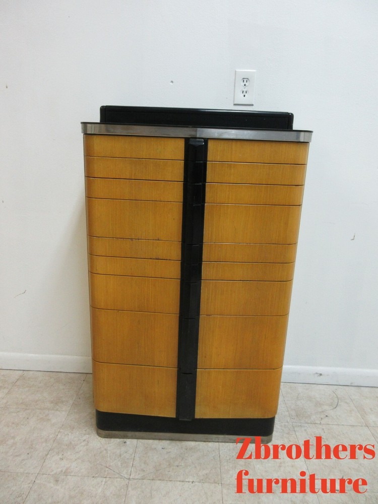 1940s Art deco Dental Cabinet Industrial Medical Chest Dresser Maple 9 Drawer B