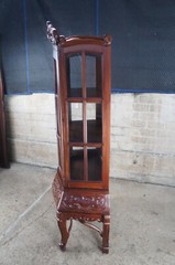 Victorian Revival French Rococo Style Mahogany Display Cabinet Vitrine Curio 74″