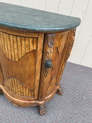 67755 Demilune Wine Cabinet with Faux Stone Top and Carved Details