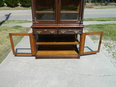 Tiger Oak Step-back China Cabinet~Bookcase~Display Cabinet circa 1890