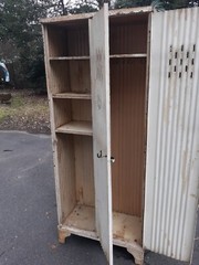 Antique Corrugated Steel Locker Storage Cabinet