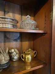 Antique English Mahogany Hanging Cupboard With Glass Doors
