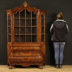 Dutch vitrine display cabinet bookcase furniture wood antique style 20th cent
