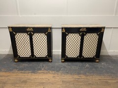 Vintage Regency Style Two-Door Side Cabinet—A Pair