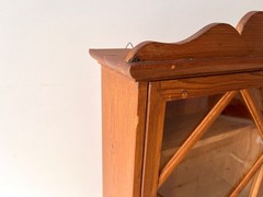 Vintage French wooden wall cabinet, 1950’s wall display case, mini glass chest