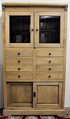 Antique Style Country French Bevel Glass Solid Wood Stripped Cabinet Glass Doors