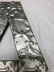 Decorative Salvaged Tin Ceiling 16″ Patchwork Silver Metal Letter A Old 1615-23B