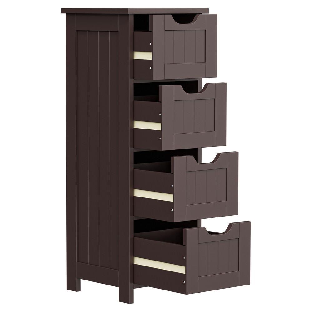 Floor Bathroom Storage Cabinet with Slide Out Drawers for Living Room Brown