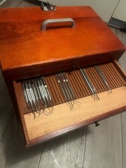 VTG 9 Drawer Dentist Apothecary Cabinet w Dental Tools & Accessories Mahogany