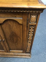 vintage Worm Wood Top Cabinet with 2 Doors & Fancy Work Front – 31″ tall