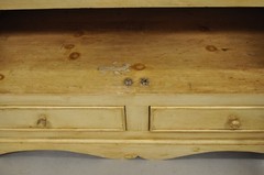 French Country Provincial Distressed Knotty Pine Wood 2 Part Cupboard Cabinet