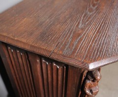 Antique French Gothic Revival Cabinet Highly Carved in Oak Wood w/Figures