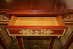 19th Century French Louis XVI Style Mahogany Bronze Mounted Cabinet Vitrine