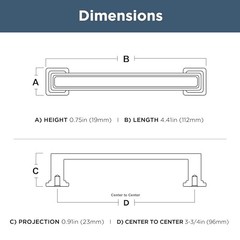Franklin Brass 10 Pack Matte Black Cabinet Handles 3-3/4 inch (96mm) for