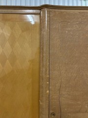 Antique European Art Deco Blonde Wood Wardrobe Armoire Cabinet 1940s, Sold AS-IS