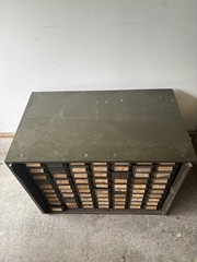 Vintage 70 Drawer Metal Card Catalog Cabinet Industrial Apothecary Army Green