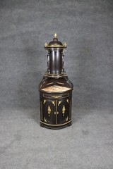 Superb Italian Dark Walnut and Bronze Dore’ Ormolu Corner Cabinet Marble Top