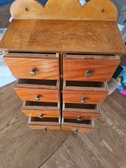 8 Drawer Wooden Spice Cabinet Box Herb LABELED