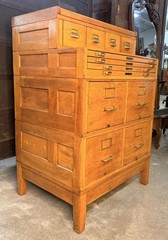 Antique American Quarter-Sawn Oak Stacking Flat File Drawer File Cabinet 1915