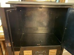 Victorian-Style Black Antique Cabinet with Beveled Mirrors