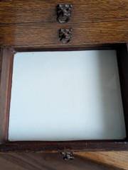 Oak 5 Graduated Drawer Small Cabinet Ceramic Insert Drawers Victorian Antique