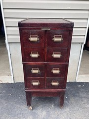Antique File Cabinet stackable Brass knobs 4 Pieces By Winter Records Co Kansas