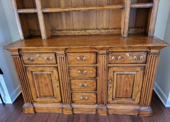 Vintage Oak China hutch cabinet by Hickory Chair Co. Custom built & finish