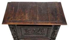 Antique Cupboard, Credence, French Renaissance Revival, Oak, Masks, 1800’s!!