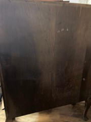1800s burlwood cupboard/side board. Unrestored beauty. Intricate carving w/key