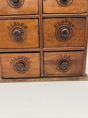 Antique Early Country Primitive Wood 8 Drawer Spice Drawer Cabinet 12.5″