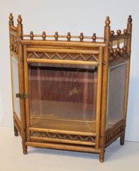 Oak Curio Hanging Wall Mount Cabinet
