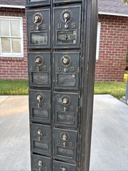 Antique Post Office Boxes Metal Cabinet Vintage United States P.O. Box 16 Door
