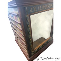 antique Leonards silk spool cabinet victorian walnut revolving country store