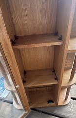 Small Vintage Wooden Curio Wall Mount Knik Knak Cabinet With Door