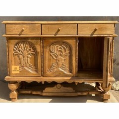 Home Decorative Unique Hand Curved Wood Inlay Buffet Table , Animal Hand Curved