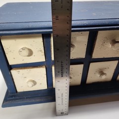 Vintage Blue & Cream Table Top Wooden 8-Drawer Spice Apothecary Chest Cabinet