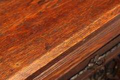 Antique Neo-Gothic Carved Oak Sideboard Server With Figural Panels