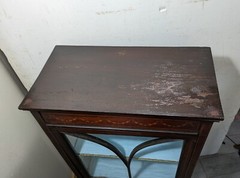 Antique Edwardian Mahogany Glass Display Curio Cabinet Queen Anne Chippendale