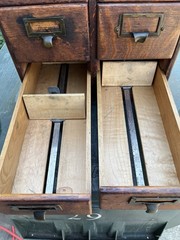Antique Quick & McKenna Wooden Index Card Catalog File Cabinet Oak 6 Drawers