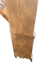 64573 PAIR Oak Corner Cabinet Curio s With 3 wood and glass shelves each