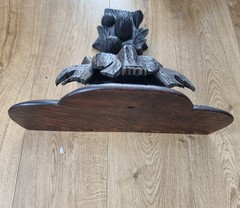 Antique French Oak Wall Shelf Bracket Carved Hanging Game Bird Gothic Revival